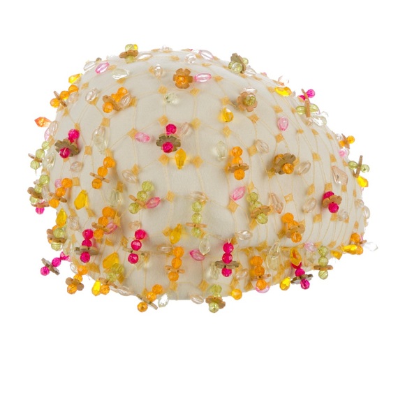 christian dior chapeaux 1960’s vintage floral beaded hat - Picture 2 of 3